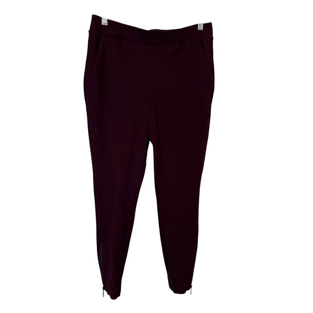 Universal Standard Moro Pocket Ponte Pants Women XS Burgundy Euc Ankle Zip